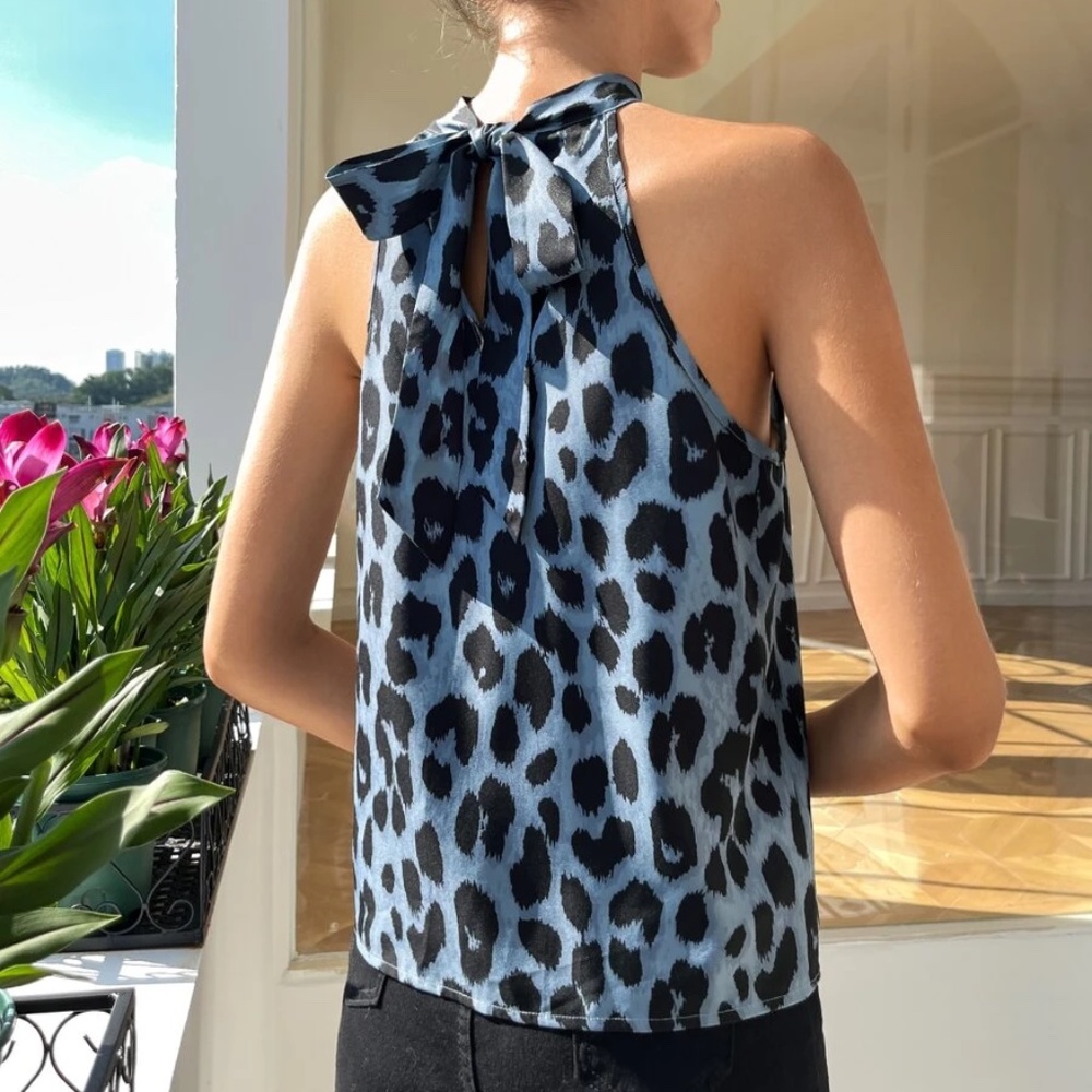 Boho leopard Print Halter Tank Top - Picture 7 of 9